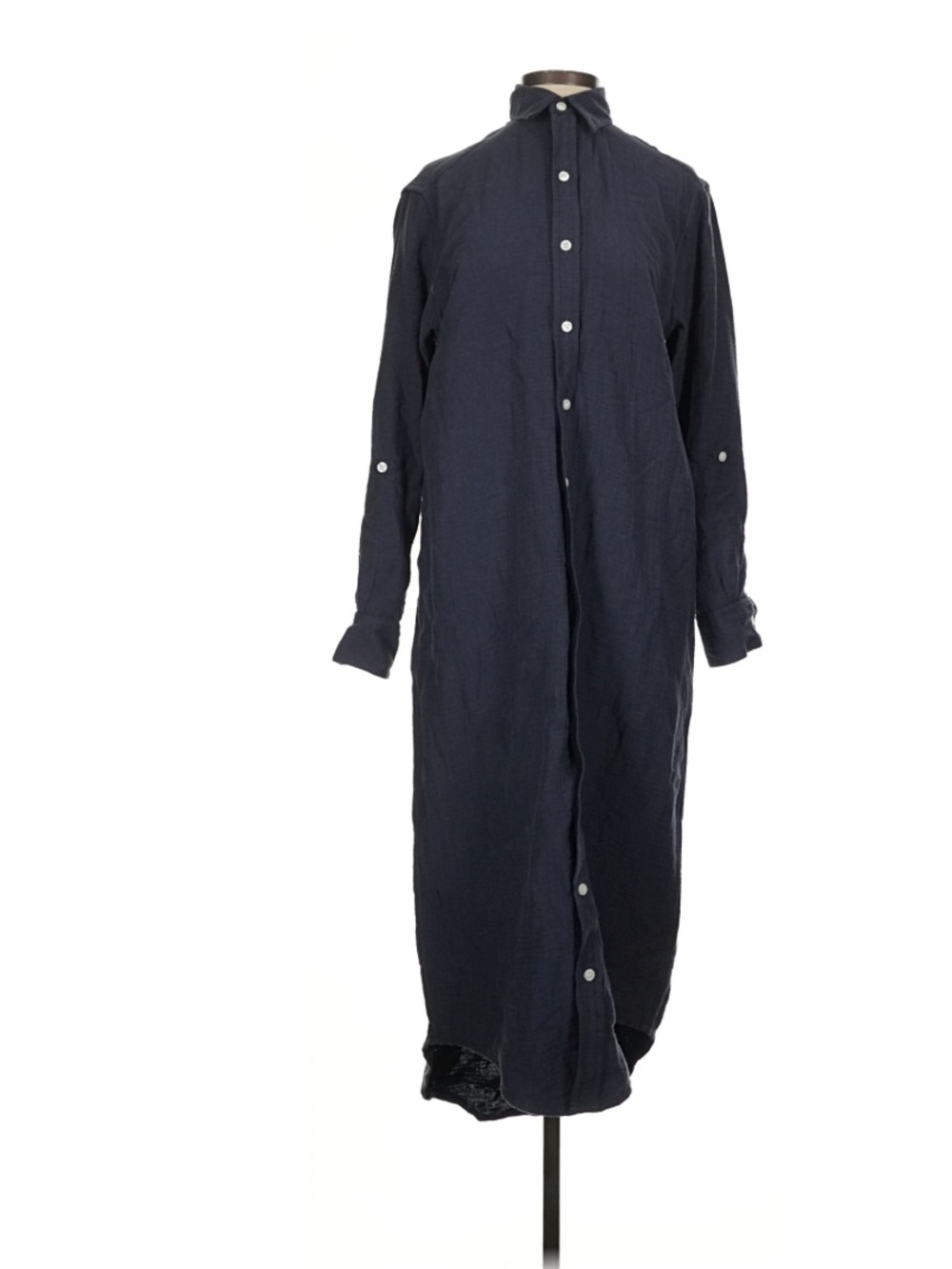 Emily Phillips Girlfriend Button Down Midi Shirt Dress Black Cotton Nashville US